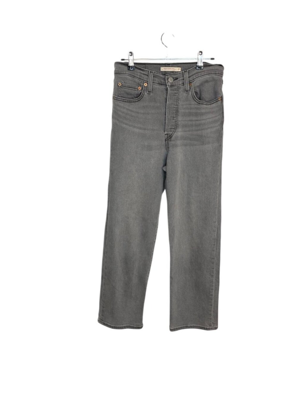 Levi's Ribcage Straight Ankle Jeans, High Rise, Button Fly, Grey, Size 27